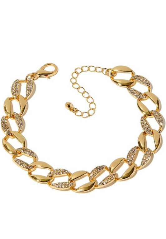 Gold Rhinestone Chain Bracelet