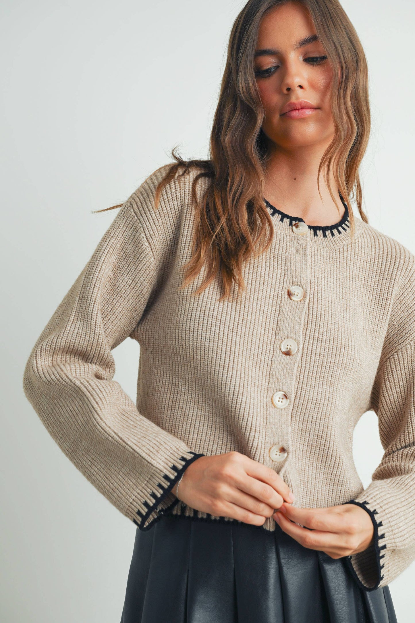 Women's Crewneck Cardigan Sweater