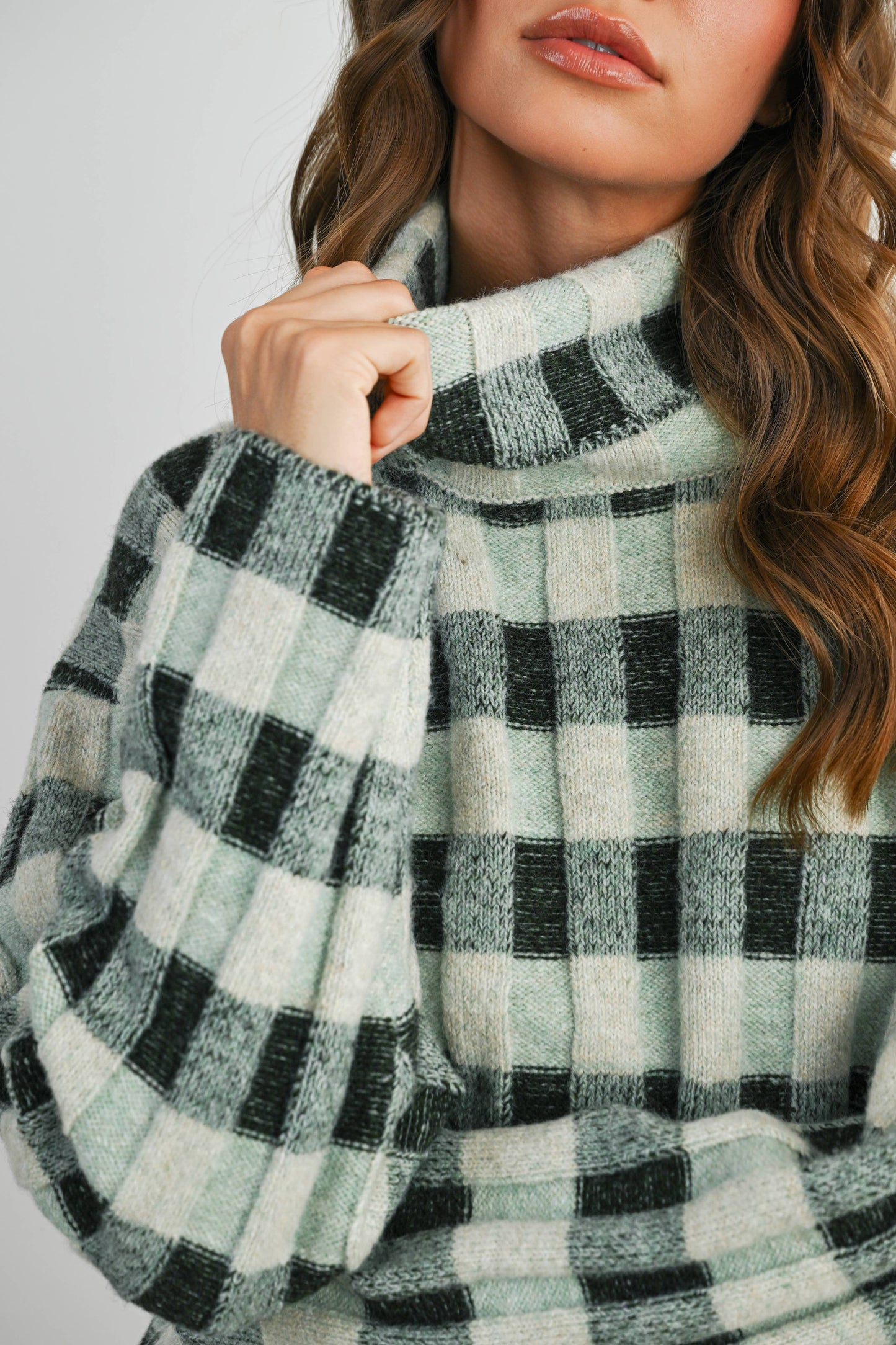 Fall Check Turtleneck Sweater