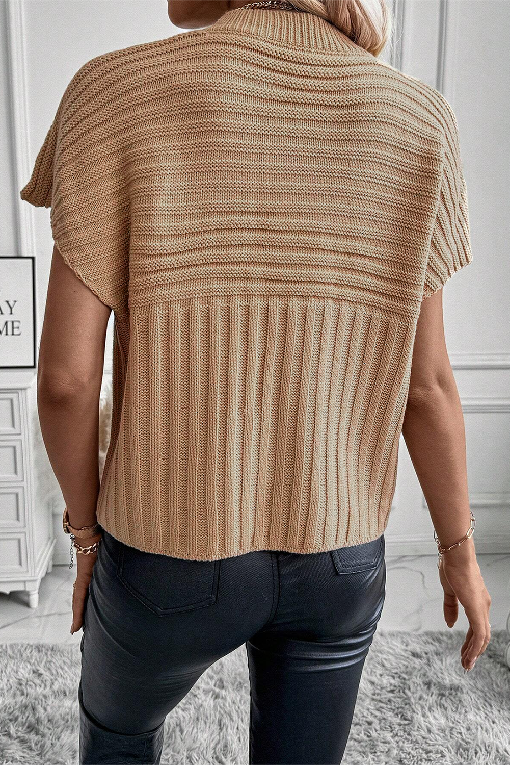 Ribbed Wide Sleeve Sweater Top