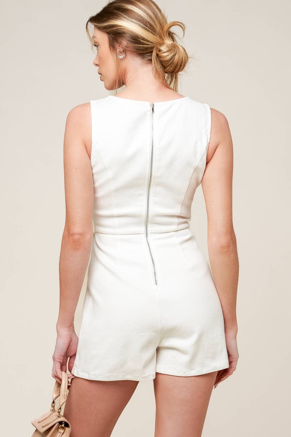 Solid Woven Skort Romper