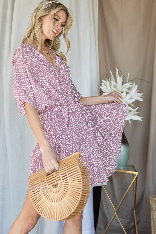 Pretty Dotty Surplice Dress