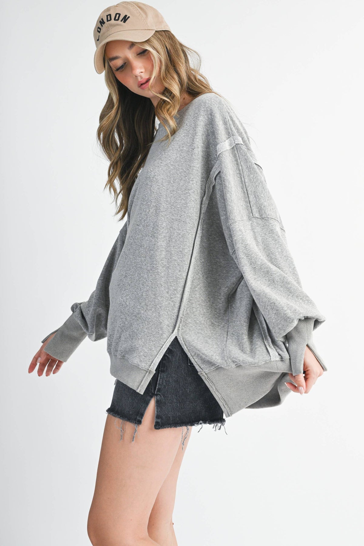 Oversized High-Low Pullover Sweatshirt
