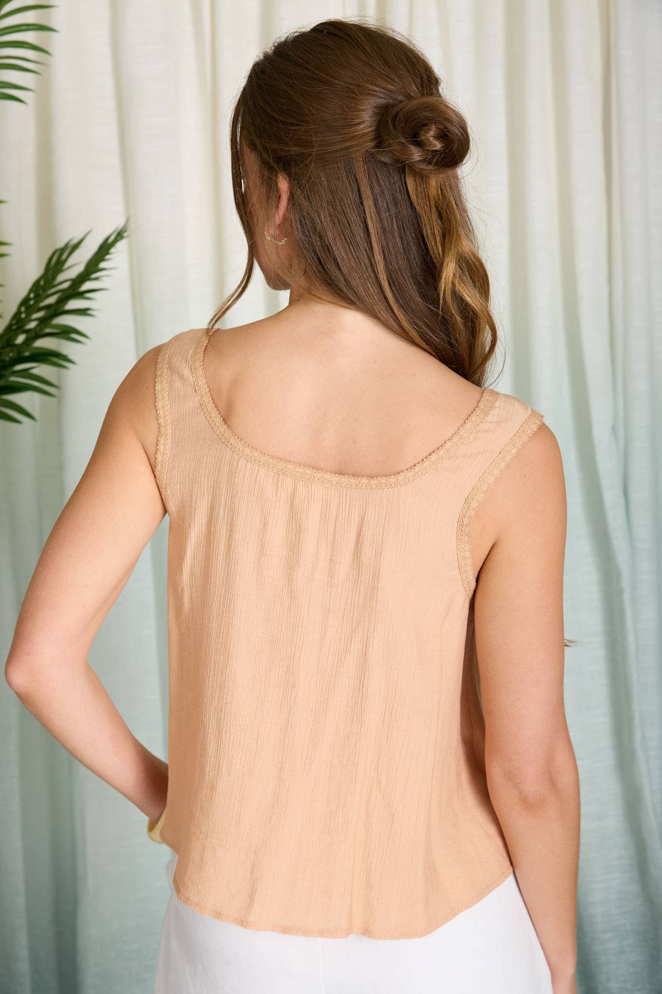 Linen Blend Button Down Top