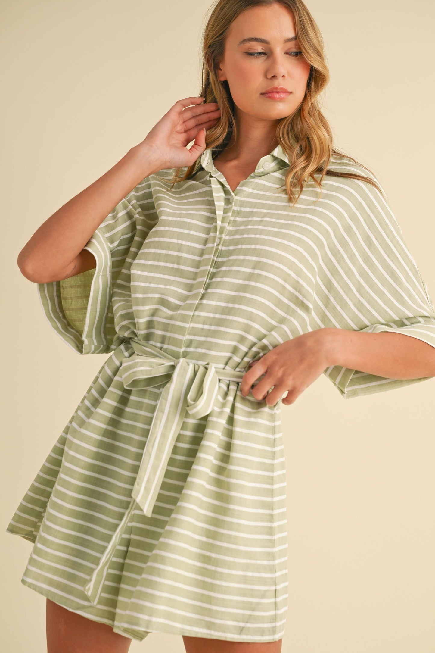 The Coastal Stripes Belted Romper