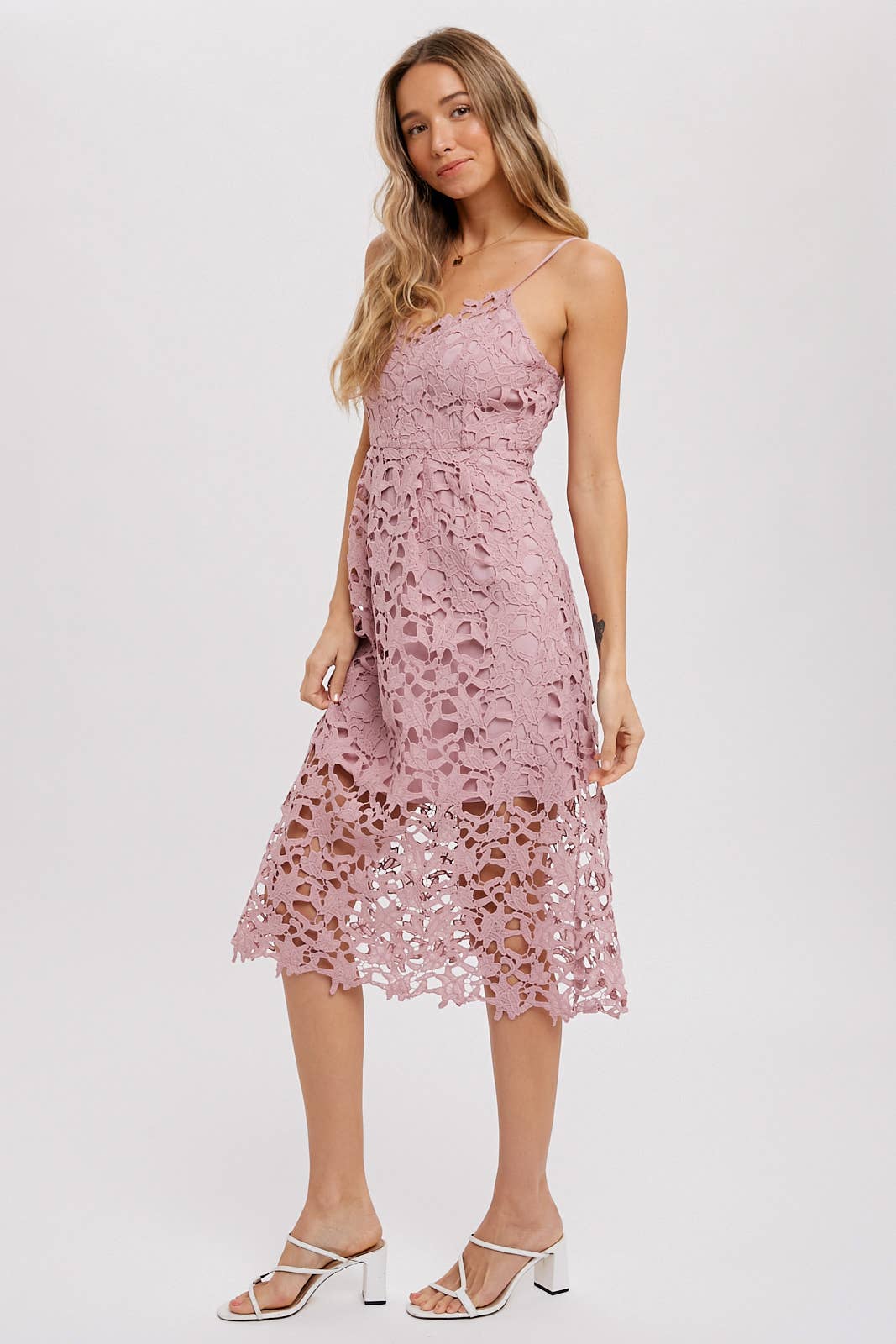 CROCHET LACE MIDI DRESS