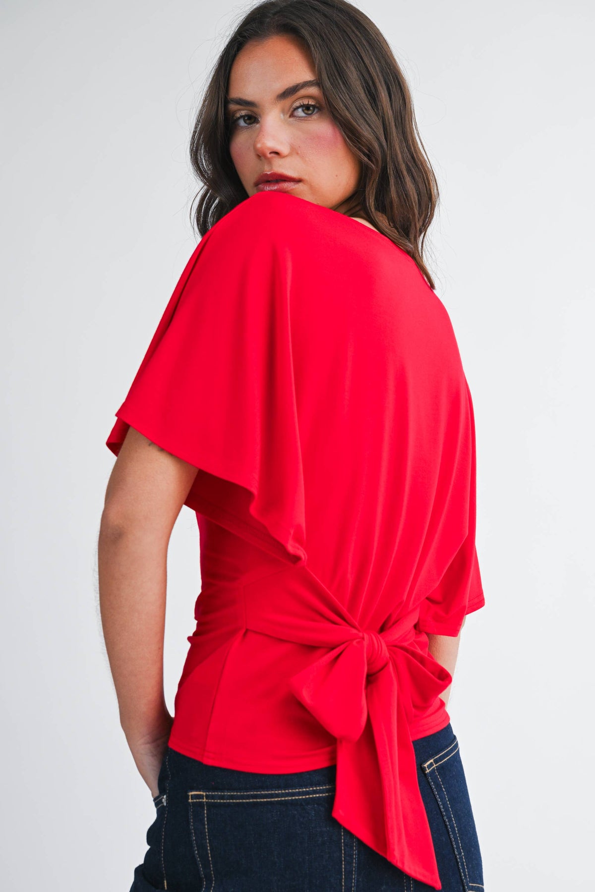 Back Tie Waist Detail Top