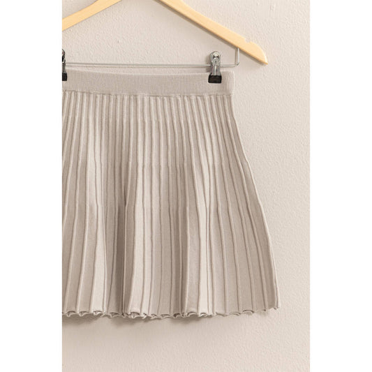 High Waist Knit Pleated Flare Skirt