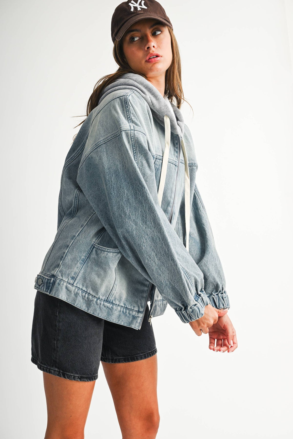 Mineral Wash Oversized Zip-Up Hoodie