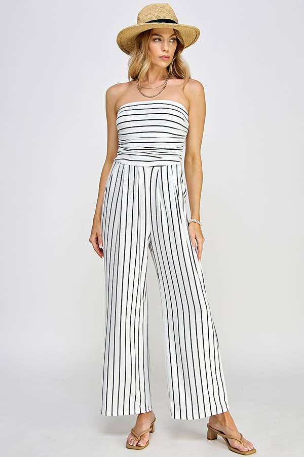 Striped Tube Top Palazzo Romper