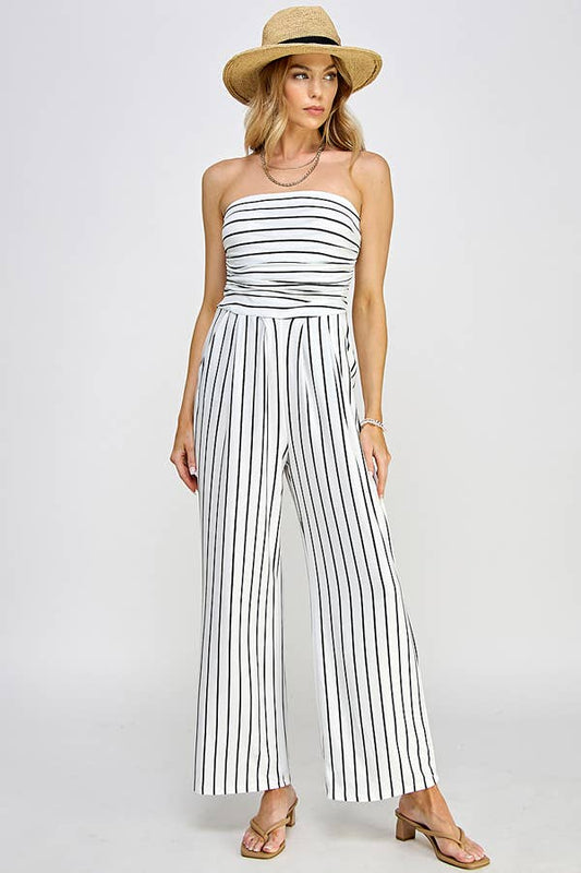 Striped Tube Top Palazzo Romper