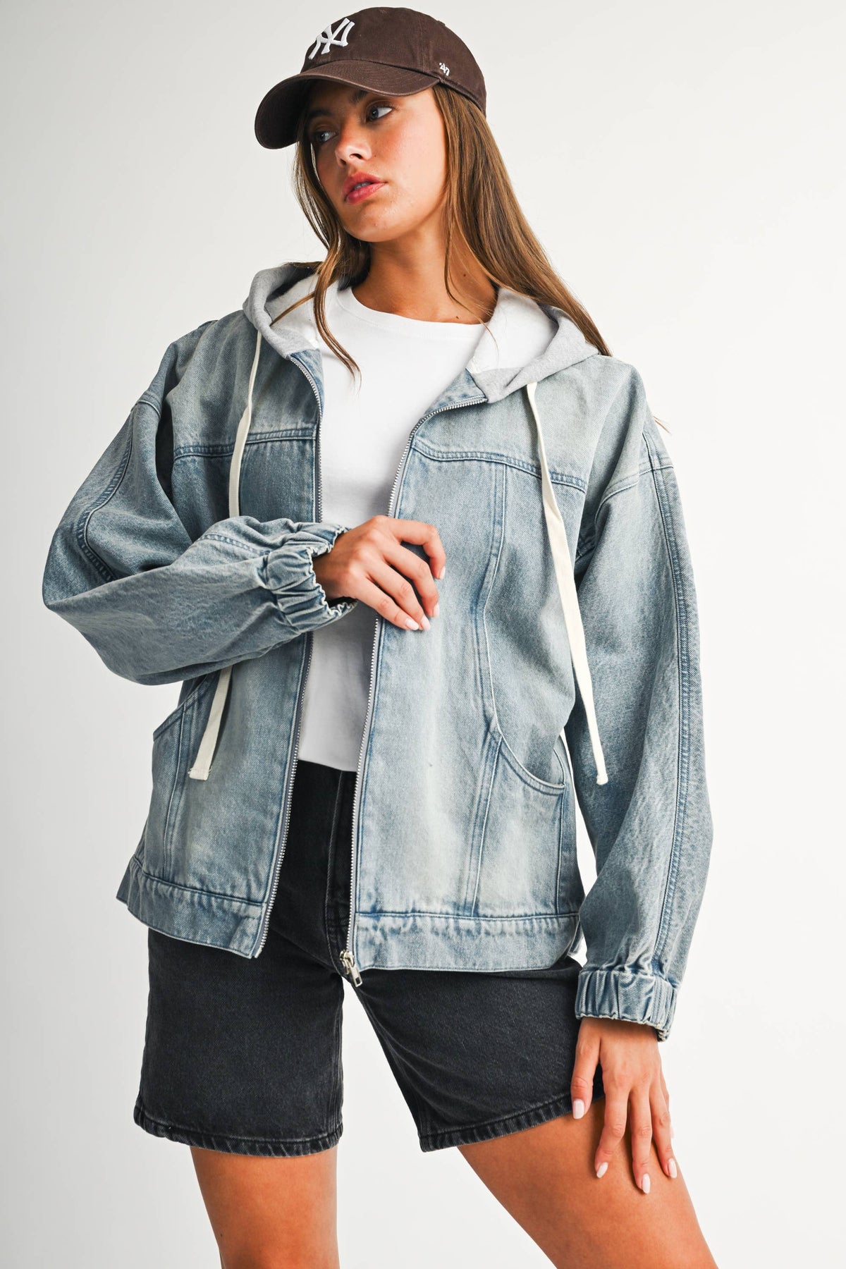 Mineral Wash Oversized Zip-Up Hoodie