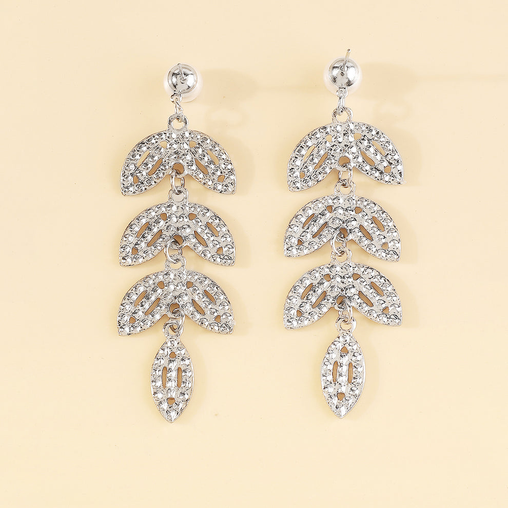 Pearl and Rhinestone Tiered Drop Earrings