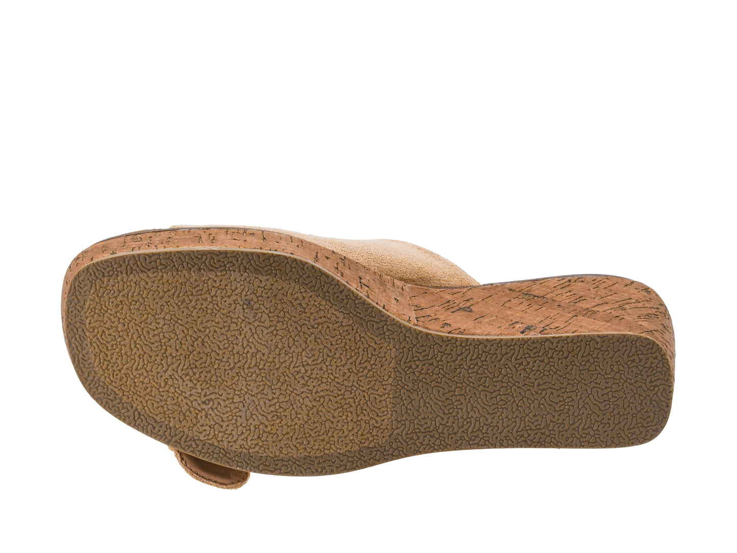 Double Dare Wedge Sandal in Sand Faux Suede
