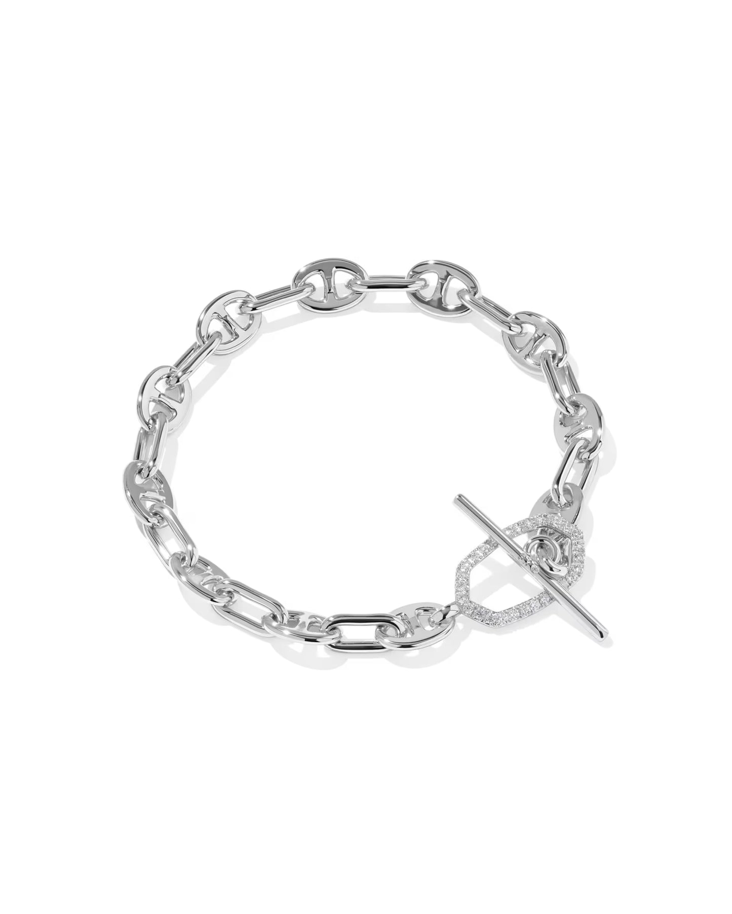 Elaina Toggle Silver Link and Chain Bracelet