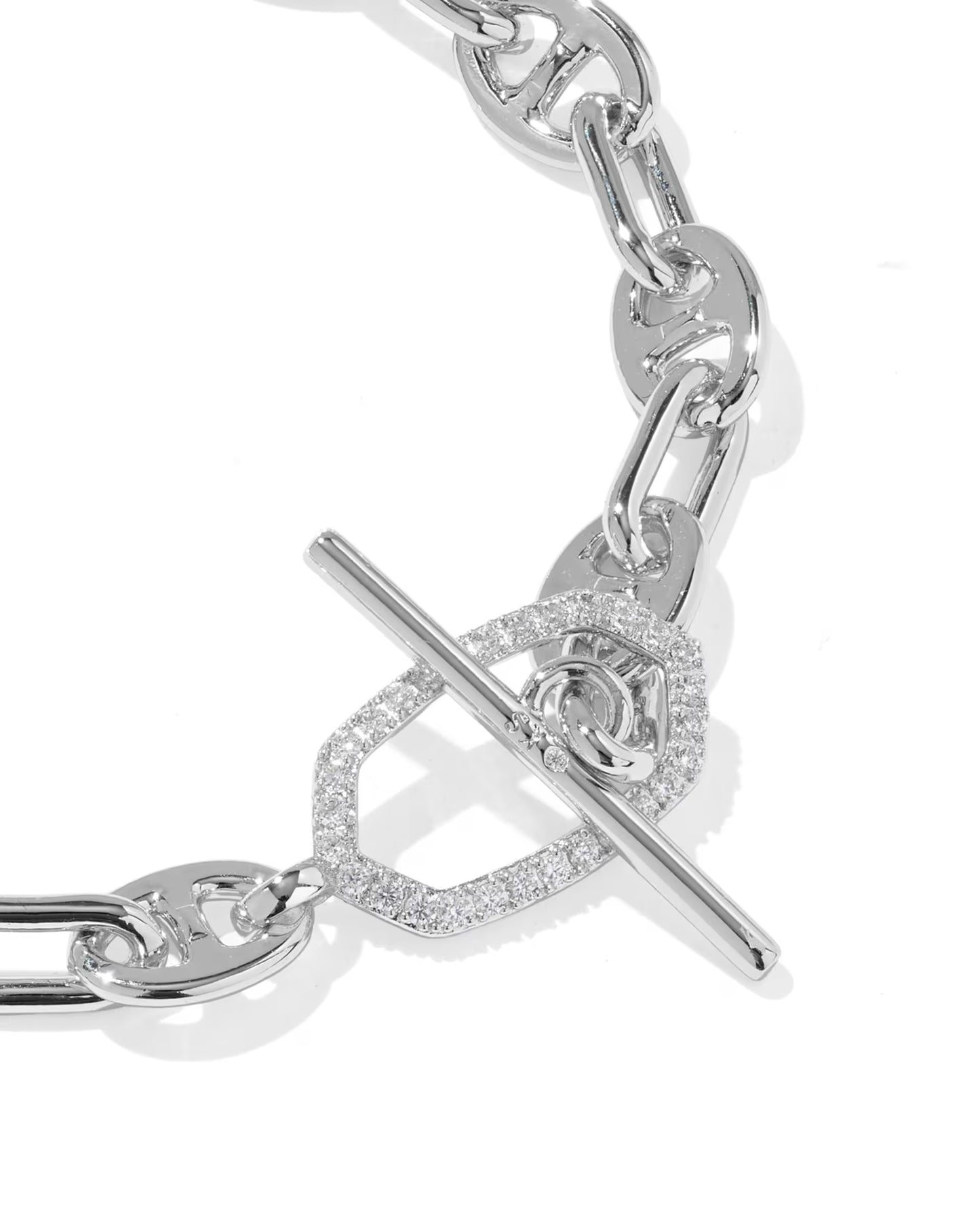 Elaina Toggle Silver Link and Chain Bracelet