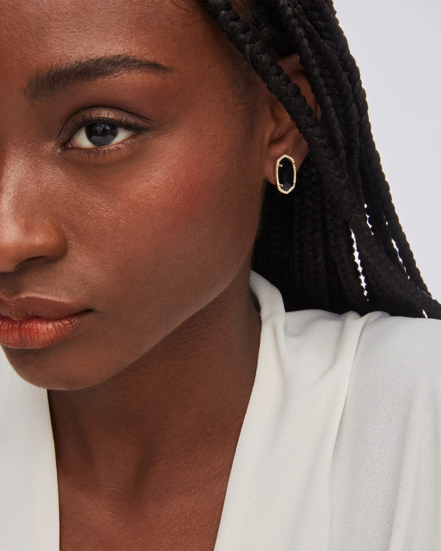 Ellie Gold Stud Earrings in Black