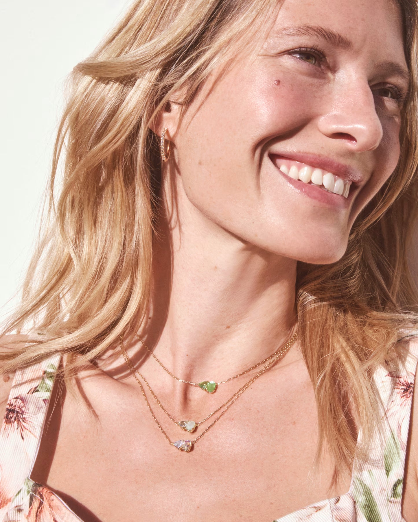 Tatum Short Gold Pendant Necklace June Birthstone