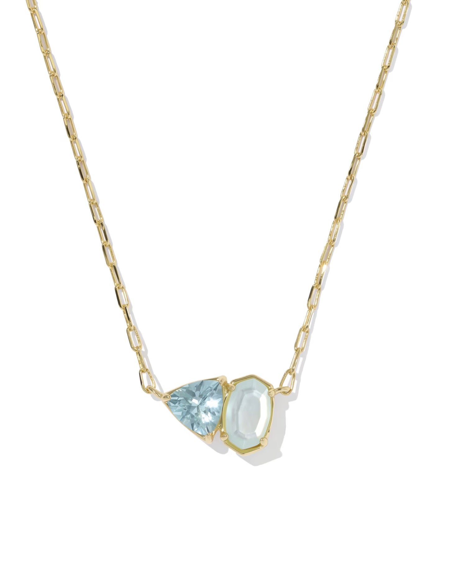 Tatum Short Gold Pendant Necklace March Birthstone