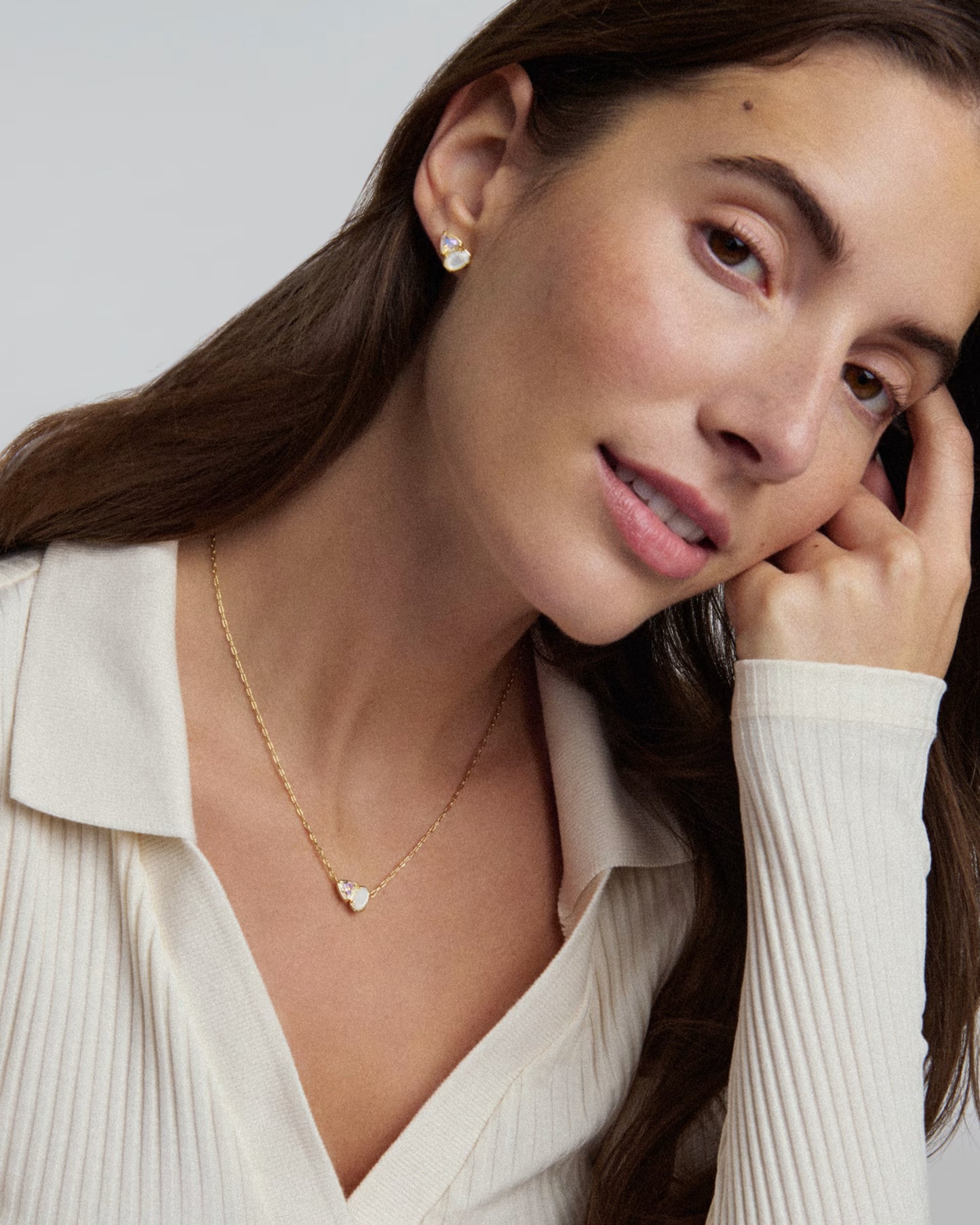 Tatum Short Gold Pendant Necklace June Birthstone