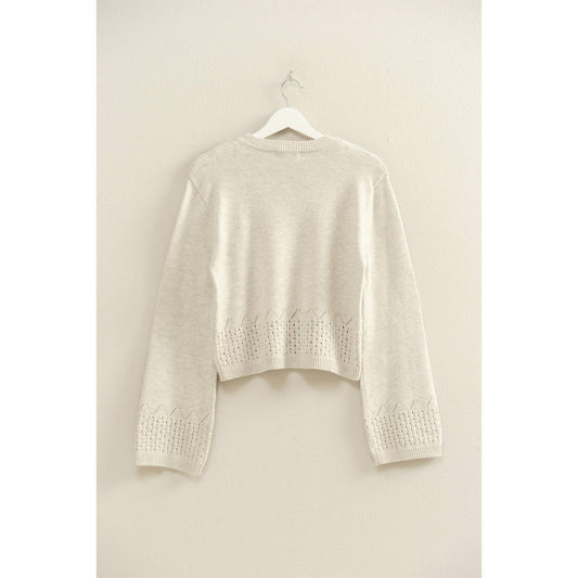 Unique Eyelet Detailed Long Sleeve Sweater