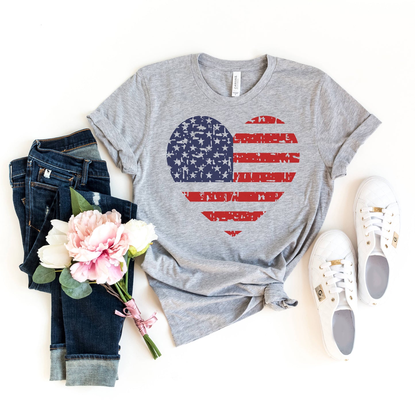 Patriotic Flag Heart Tee