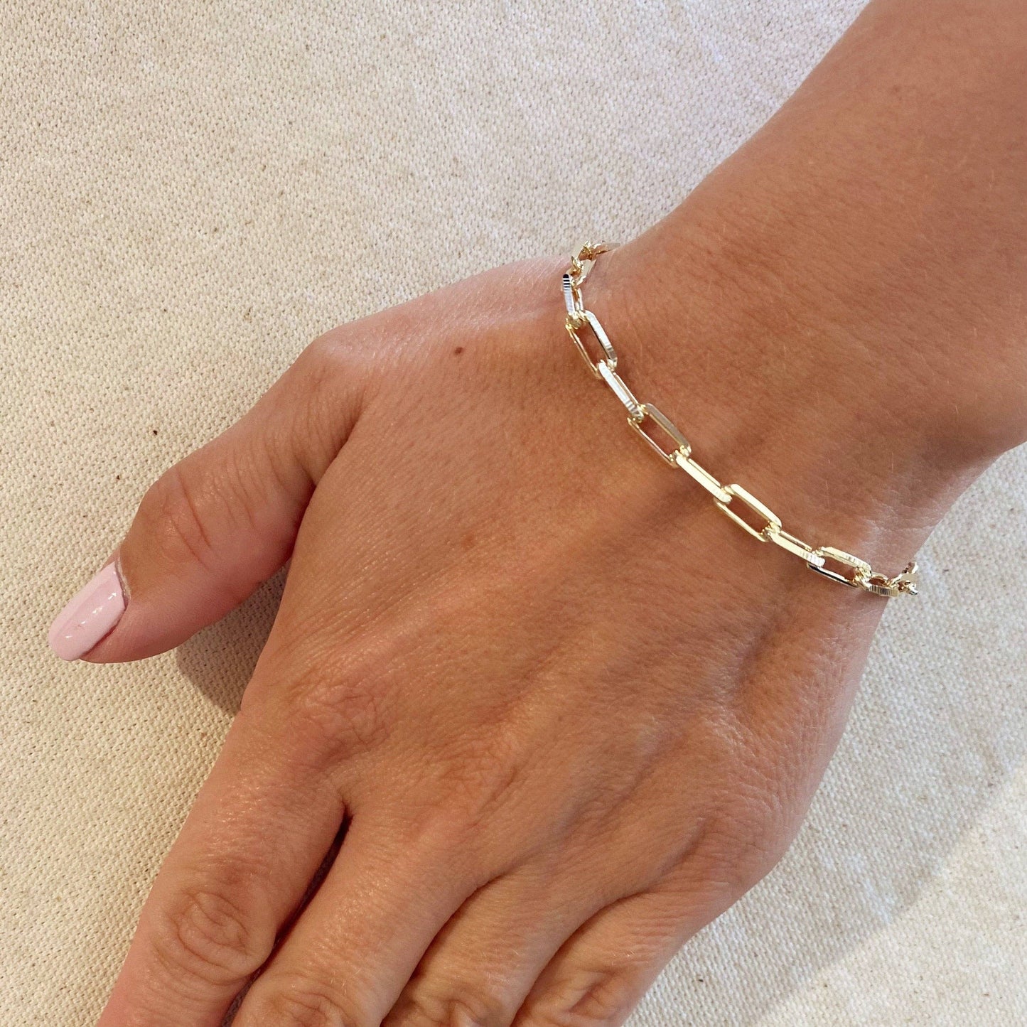 18k Gold Filled Paperclip Link Bracelet