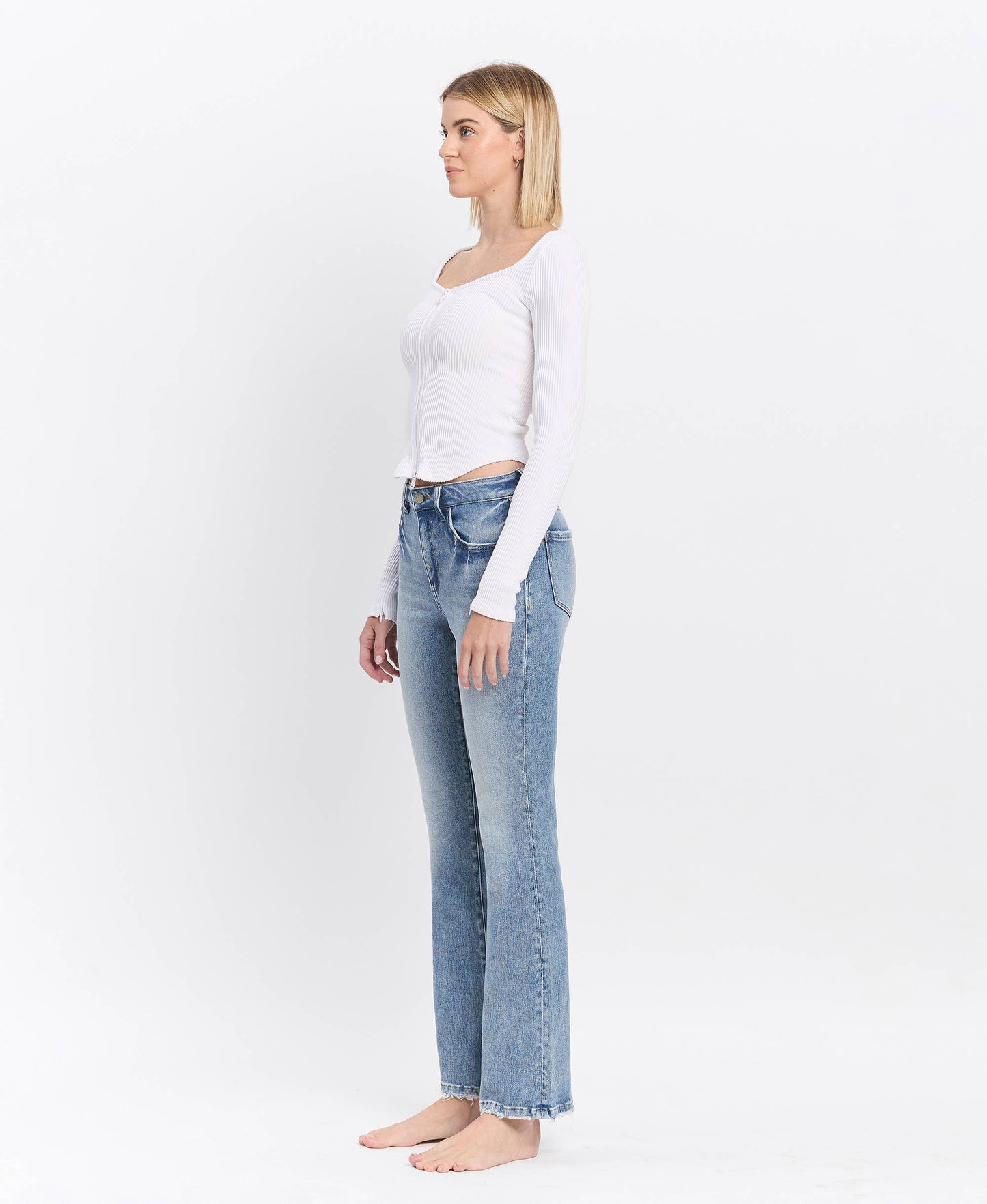 High Rise Full Length Bootcut Jeans