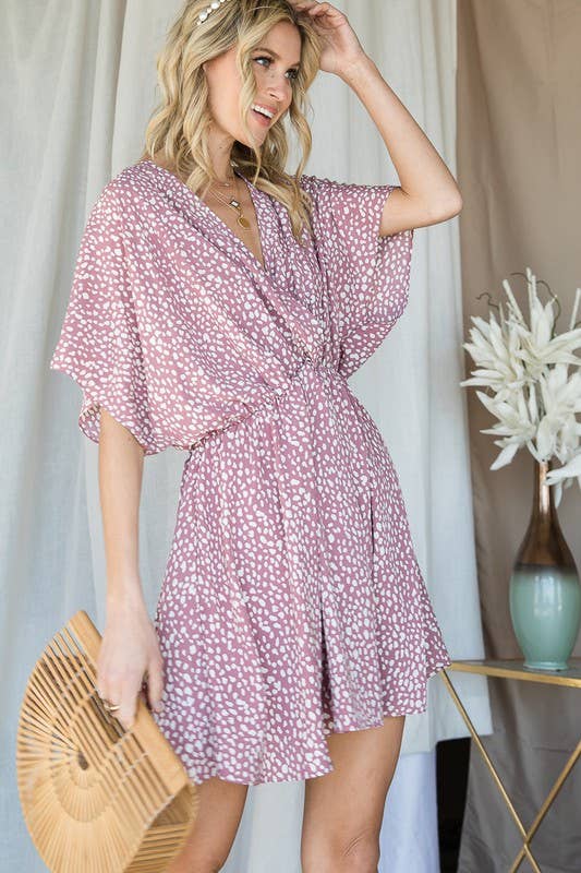 Pretty Dotty Surplice Dress