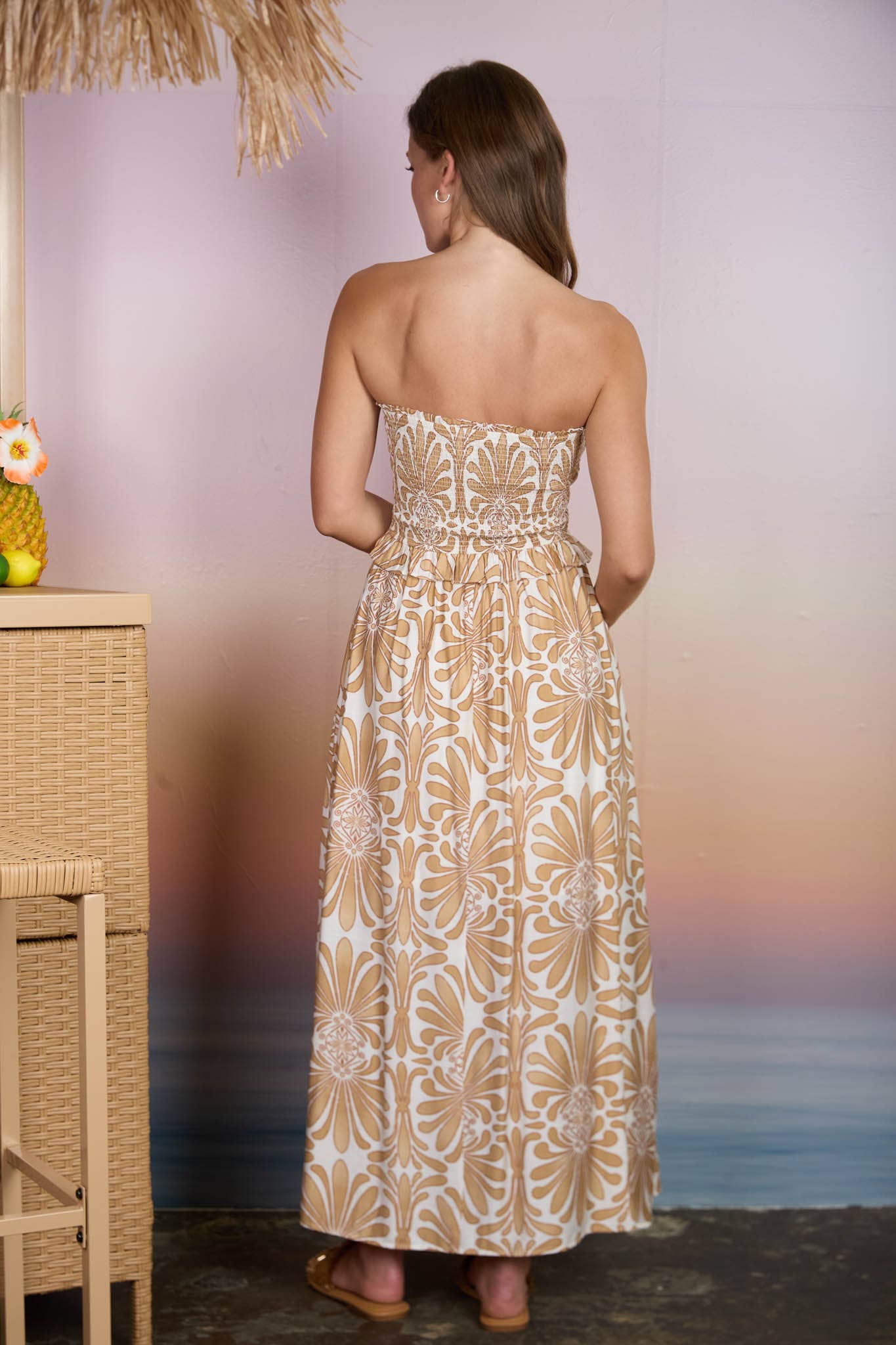 Smocked Bodice Midi Dress
