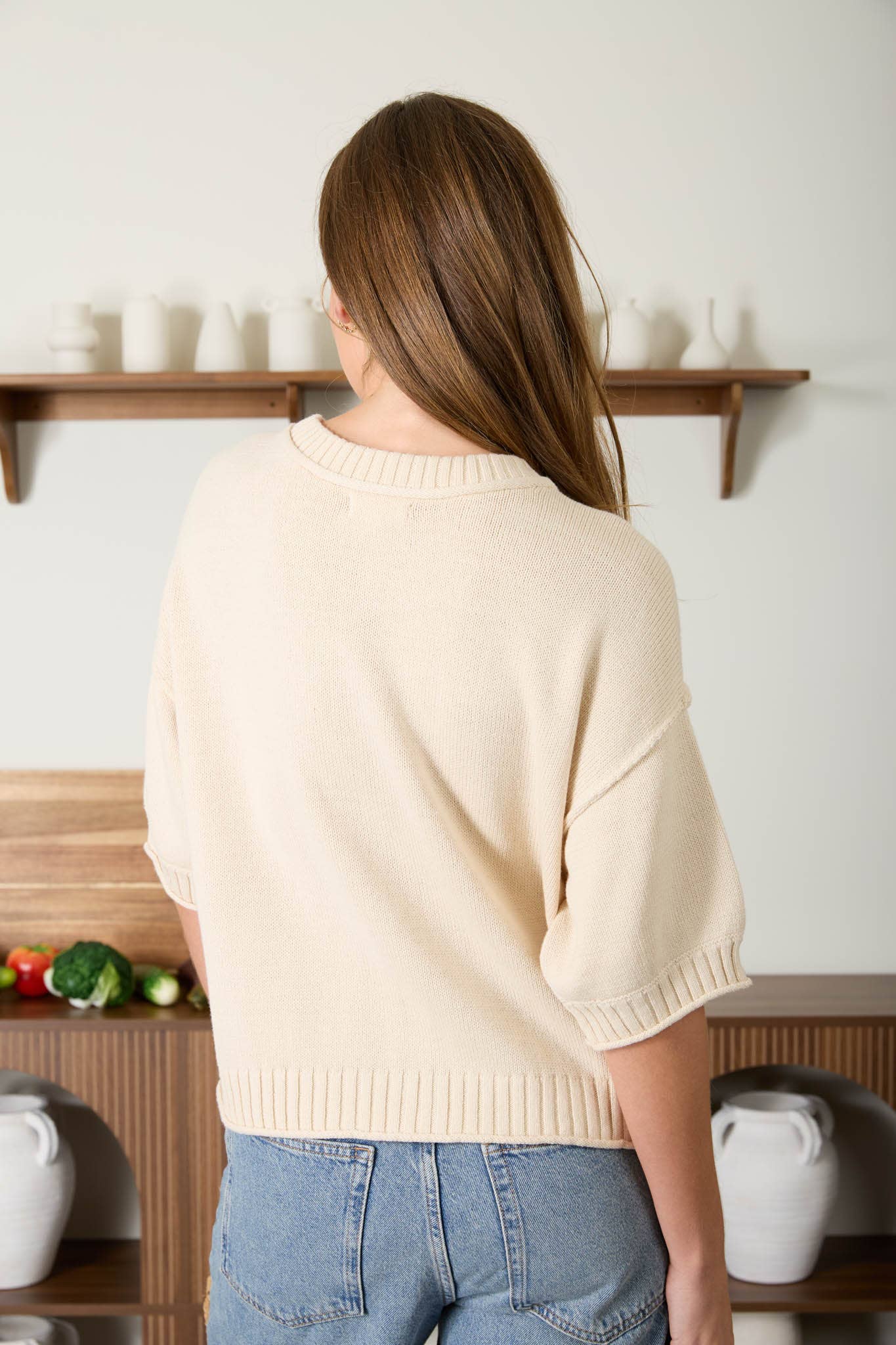 Solid Knit Cardigan Sweater