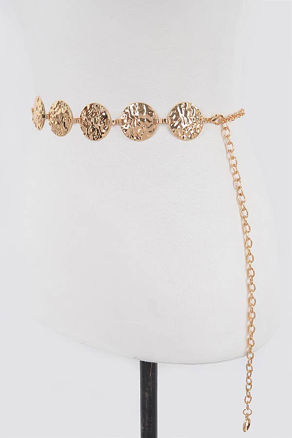 Hammered Metal Chain Belt in Gold