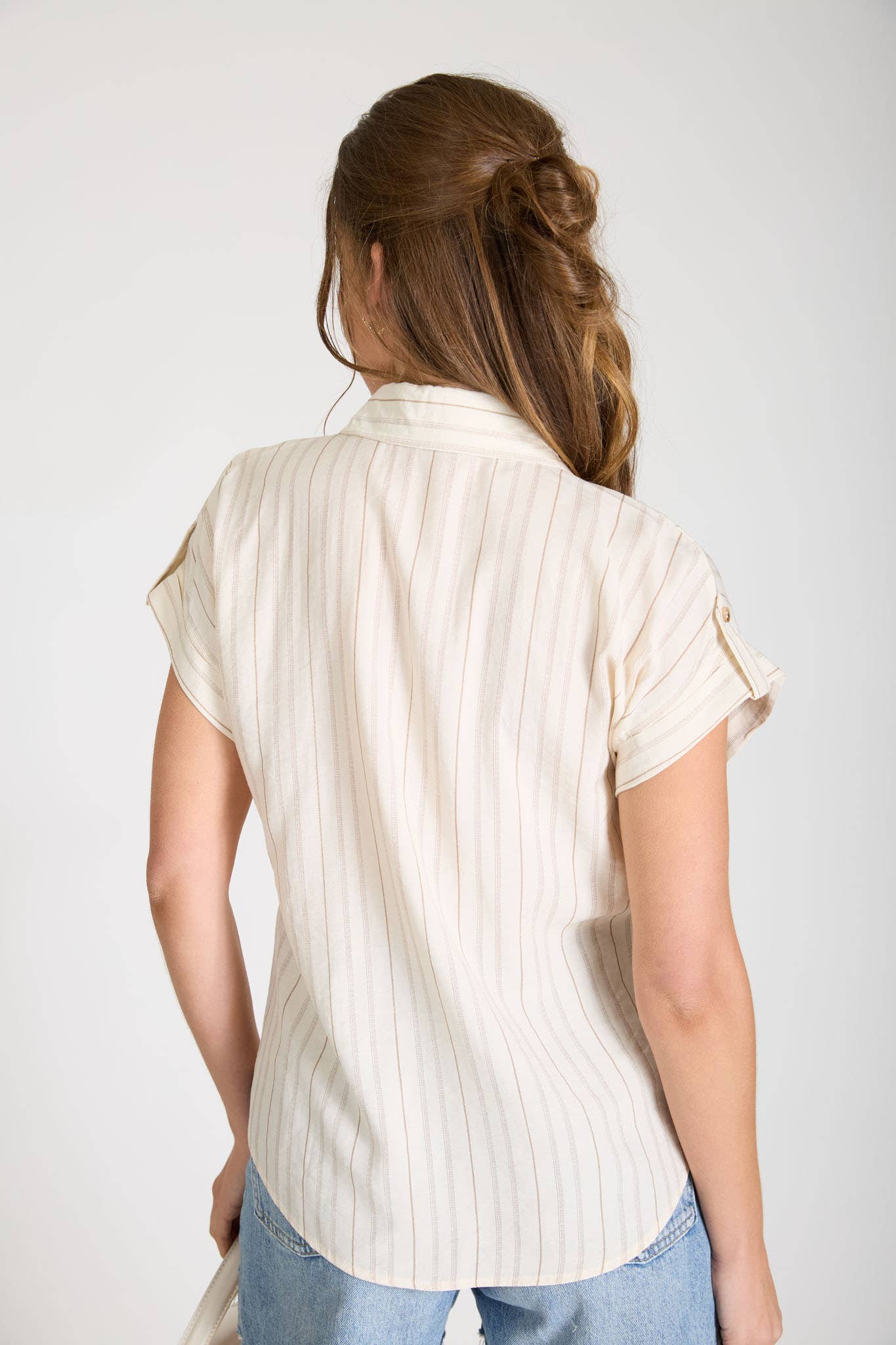 Multi Stripe Tab Sleeve Shirt