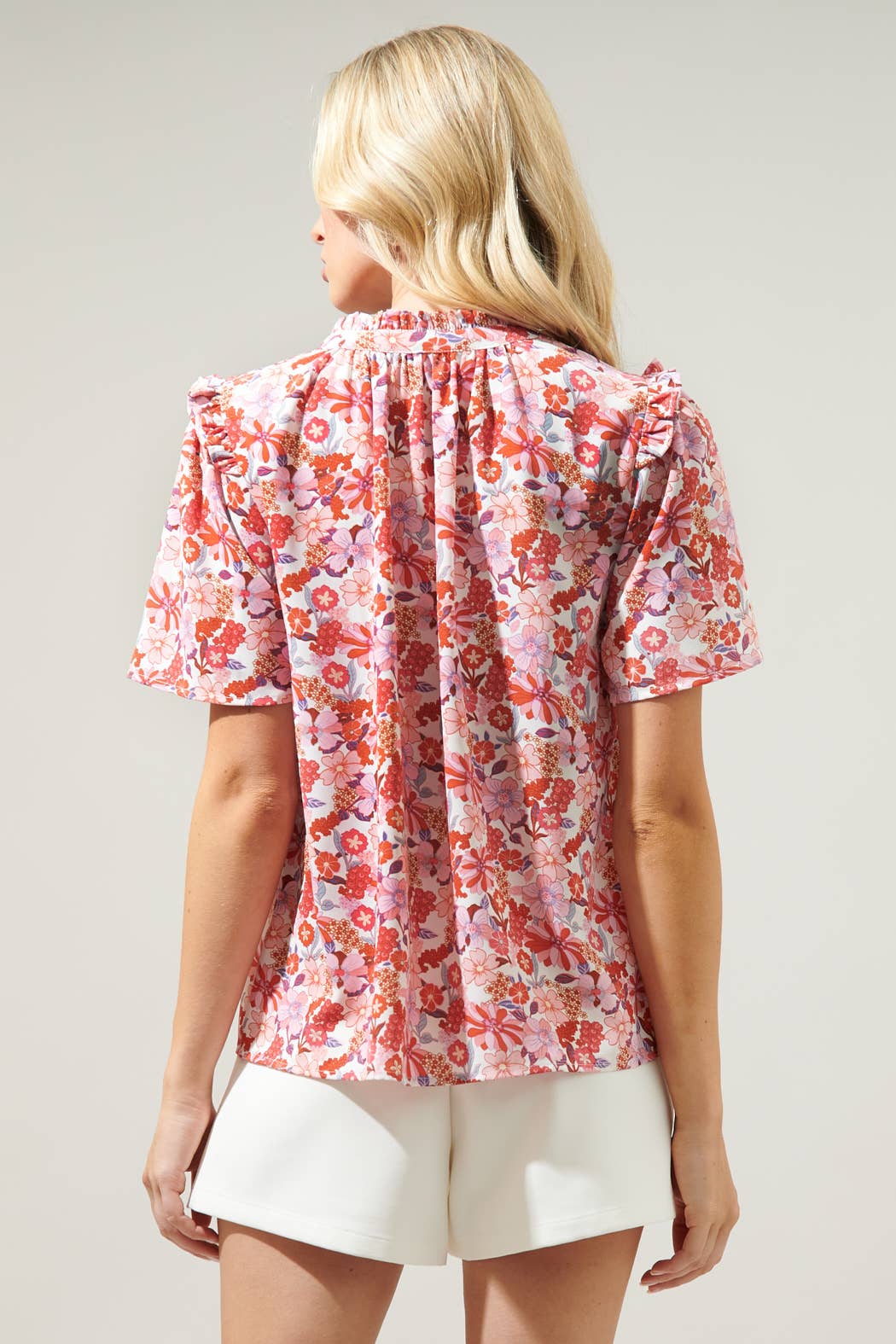 Huckleberry Floral Mei Split Neck Poplin Top