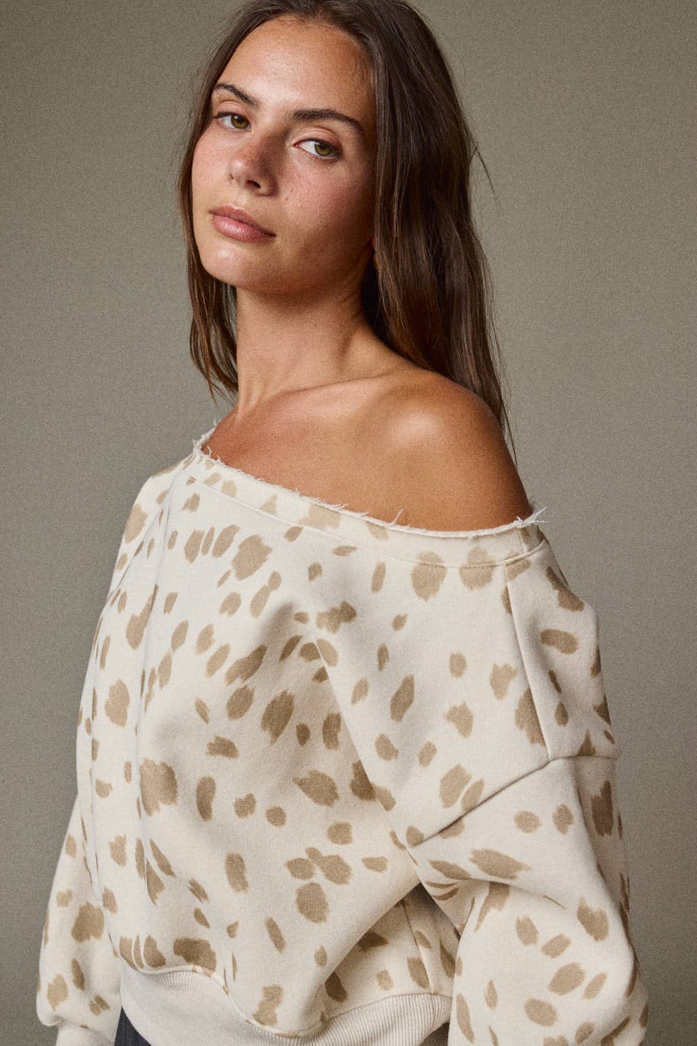 Animal Print Boat Neck Top