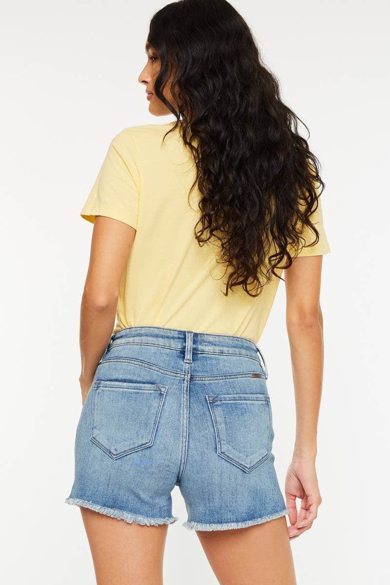 High Rise Denim Shorts - Medium Wash