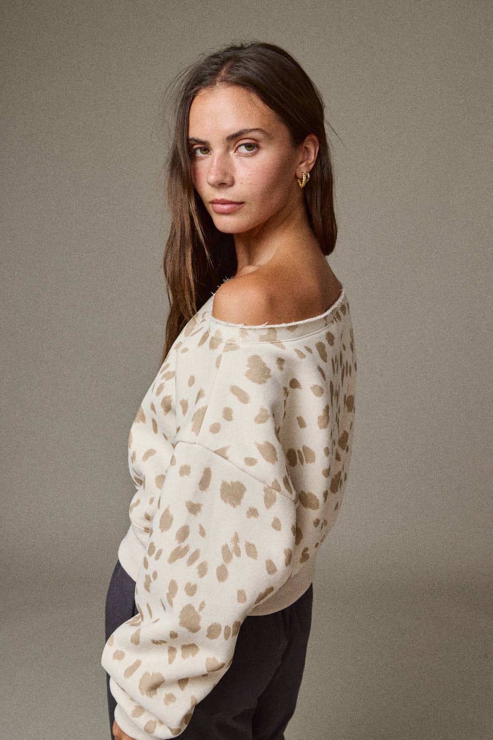 Animal Print Boat Neck Top