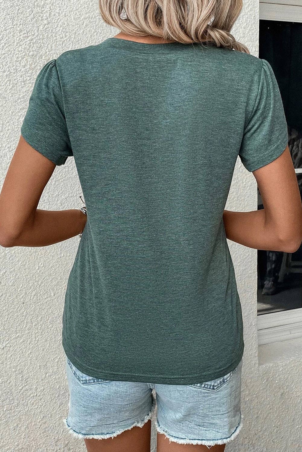 Petal Sleeve V-Neck T-Shirt
