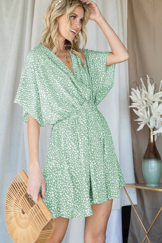 Pretty Dotty Surplice Dress