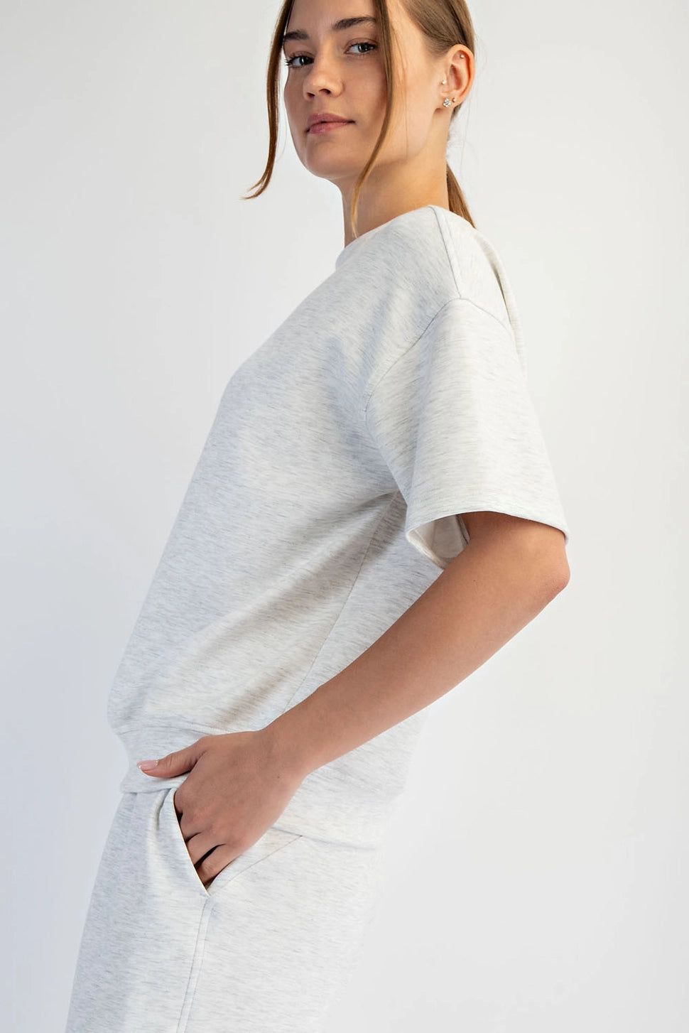 Light Heather Grey Modal Scuba Tee