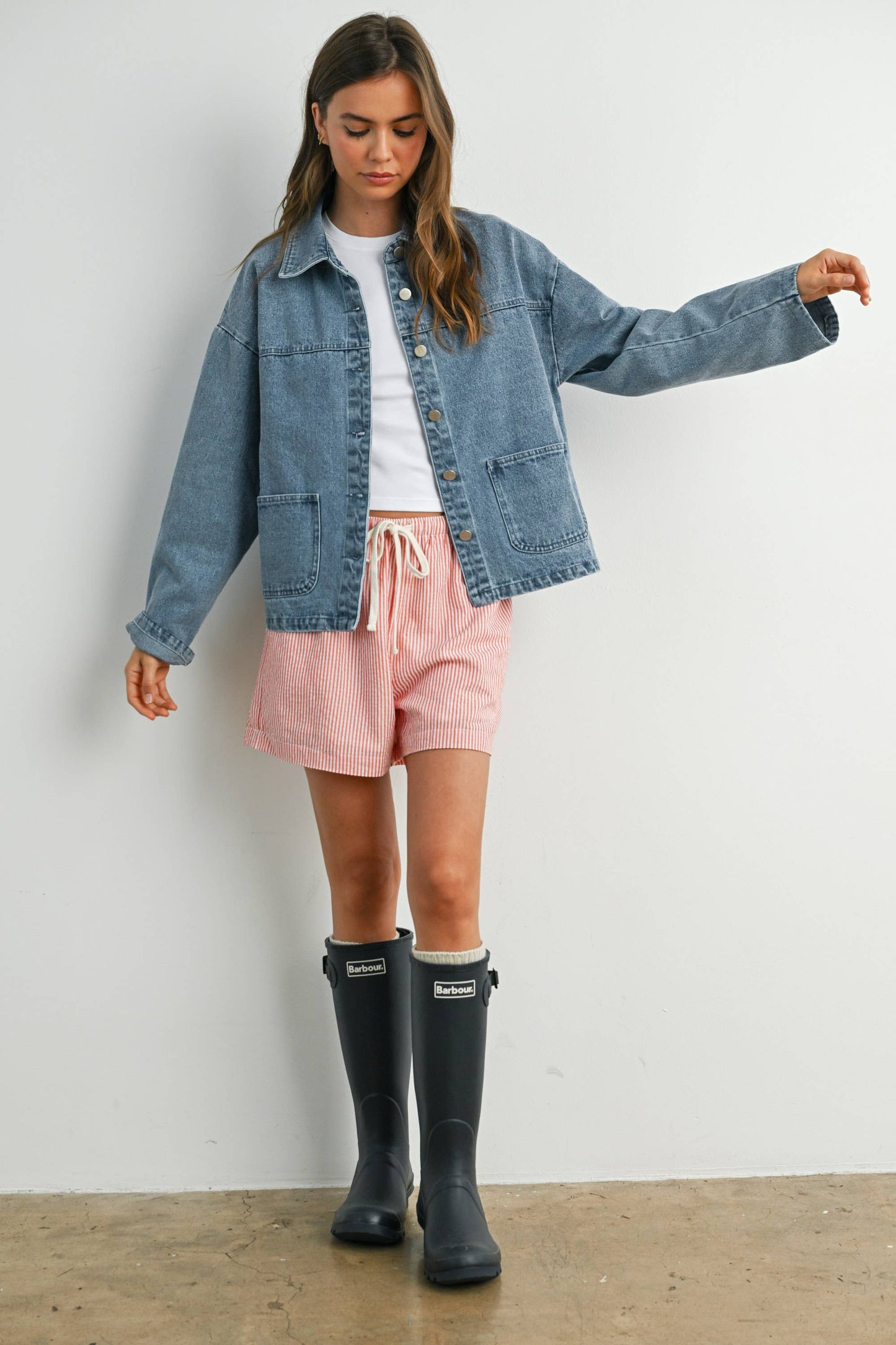 Button-Down Jacket with Shirt Collar and Pockets