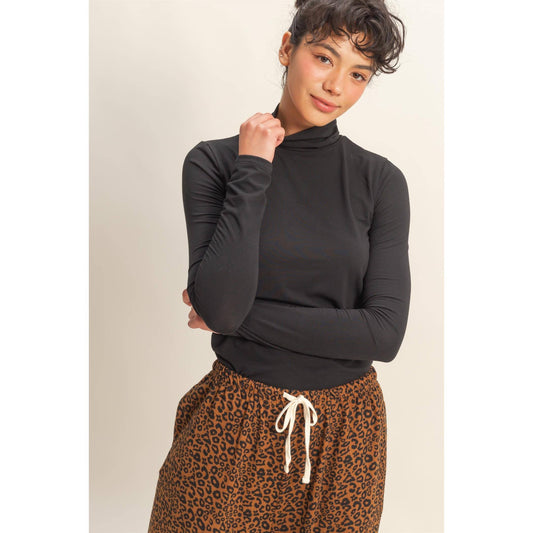 Turtleneck Long Sleeve Fitted Top