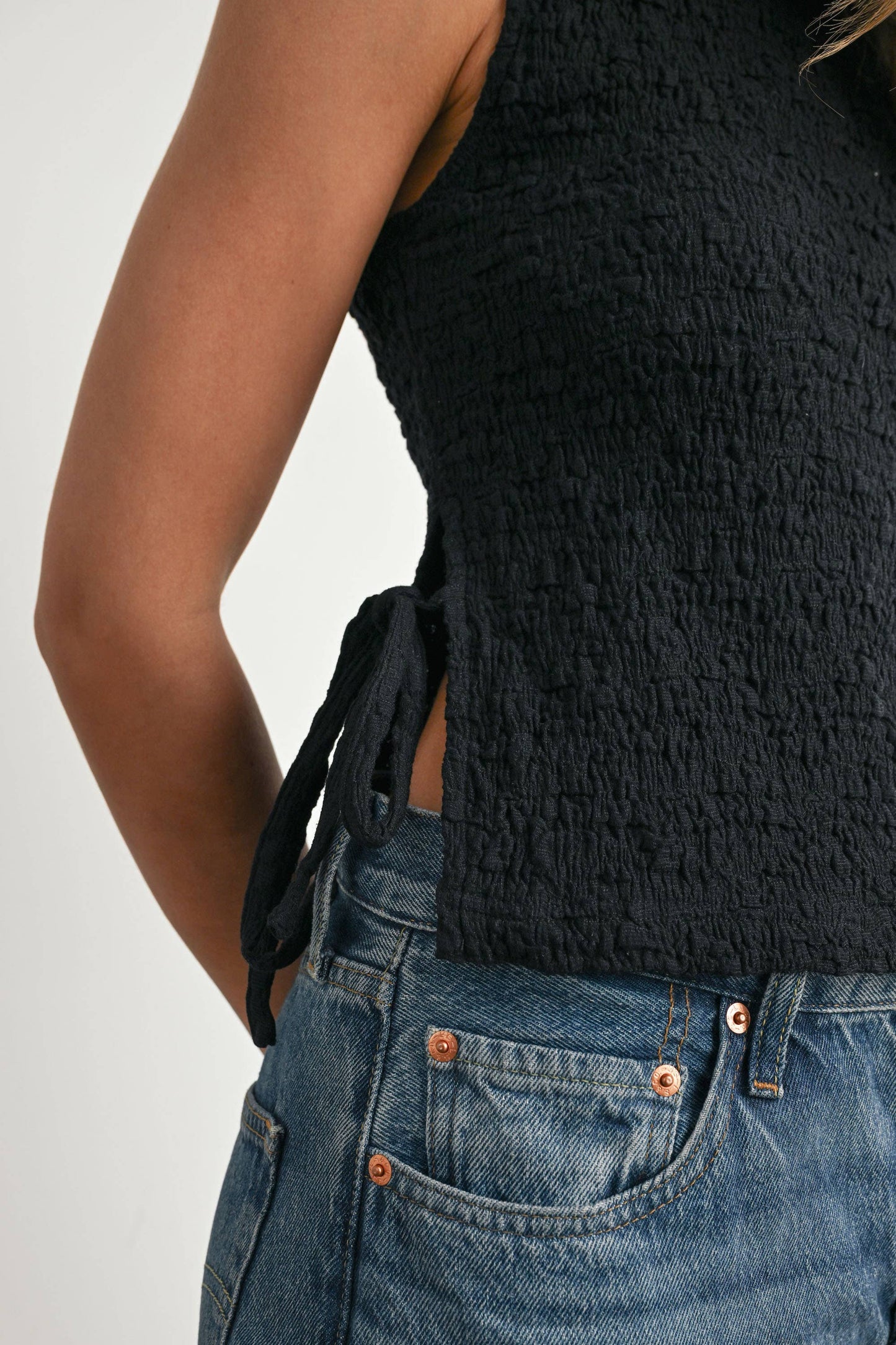 Crimson Texture Tie-Top