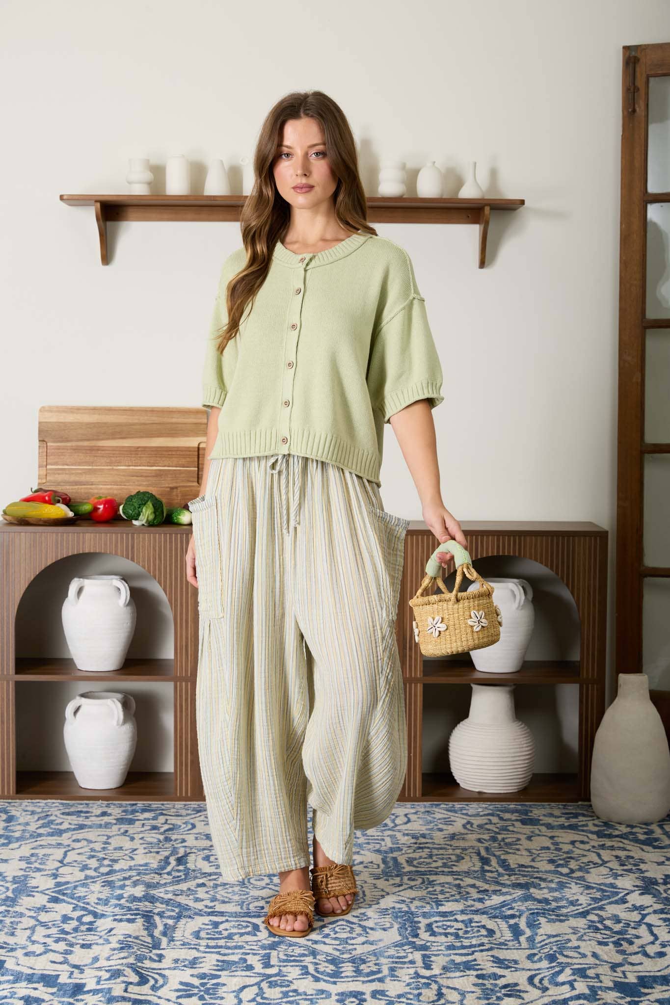 Solid Knit Cardigan Sweater