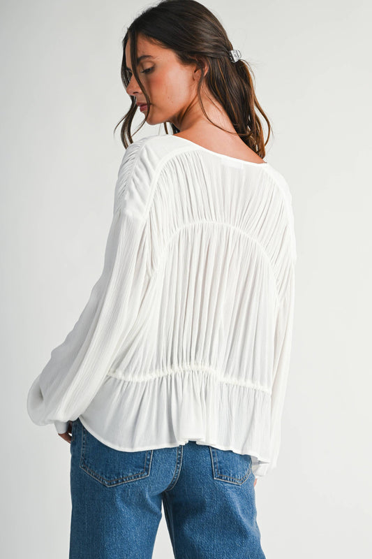 Textured Peplum Blouse