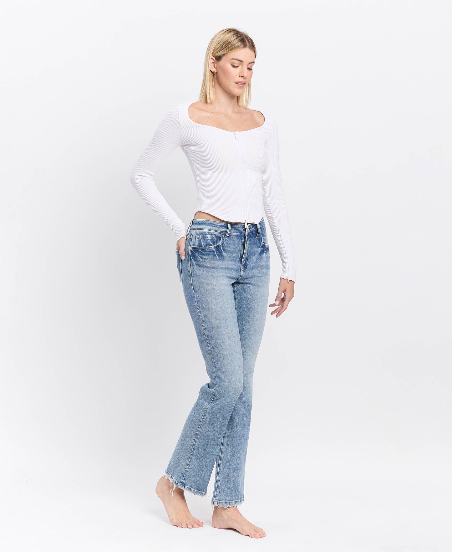 High Rise Full Length Bootcut Jeans