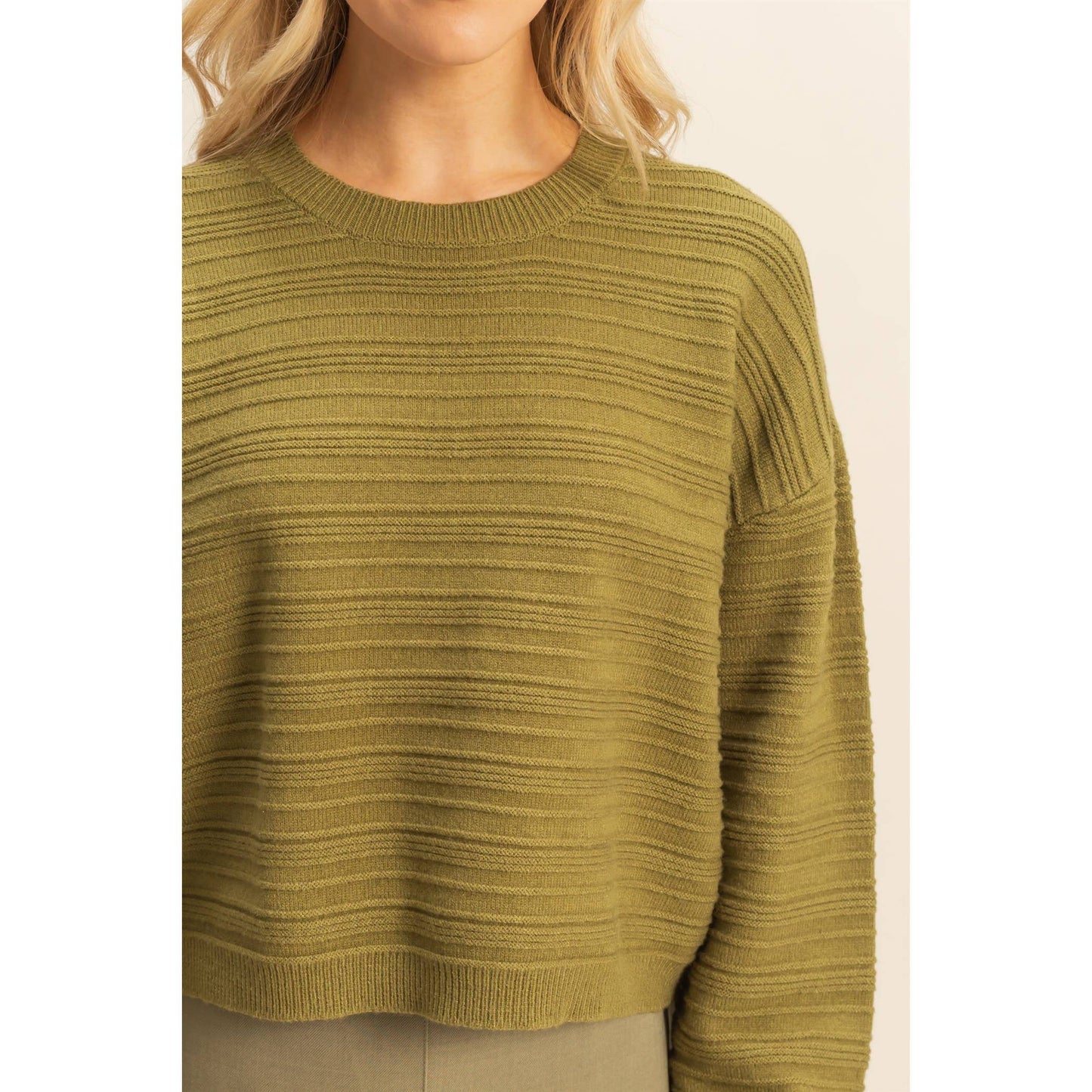Essential Textured Crew Neck Sweater