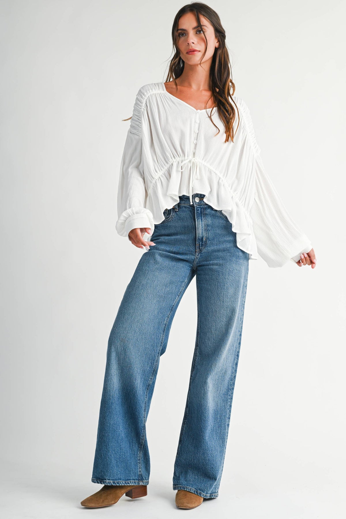 Textured Peplum Blouse