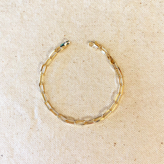 18k Gold Filled Paperclip Link Bracelet