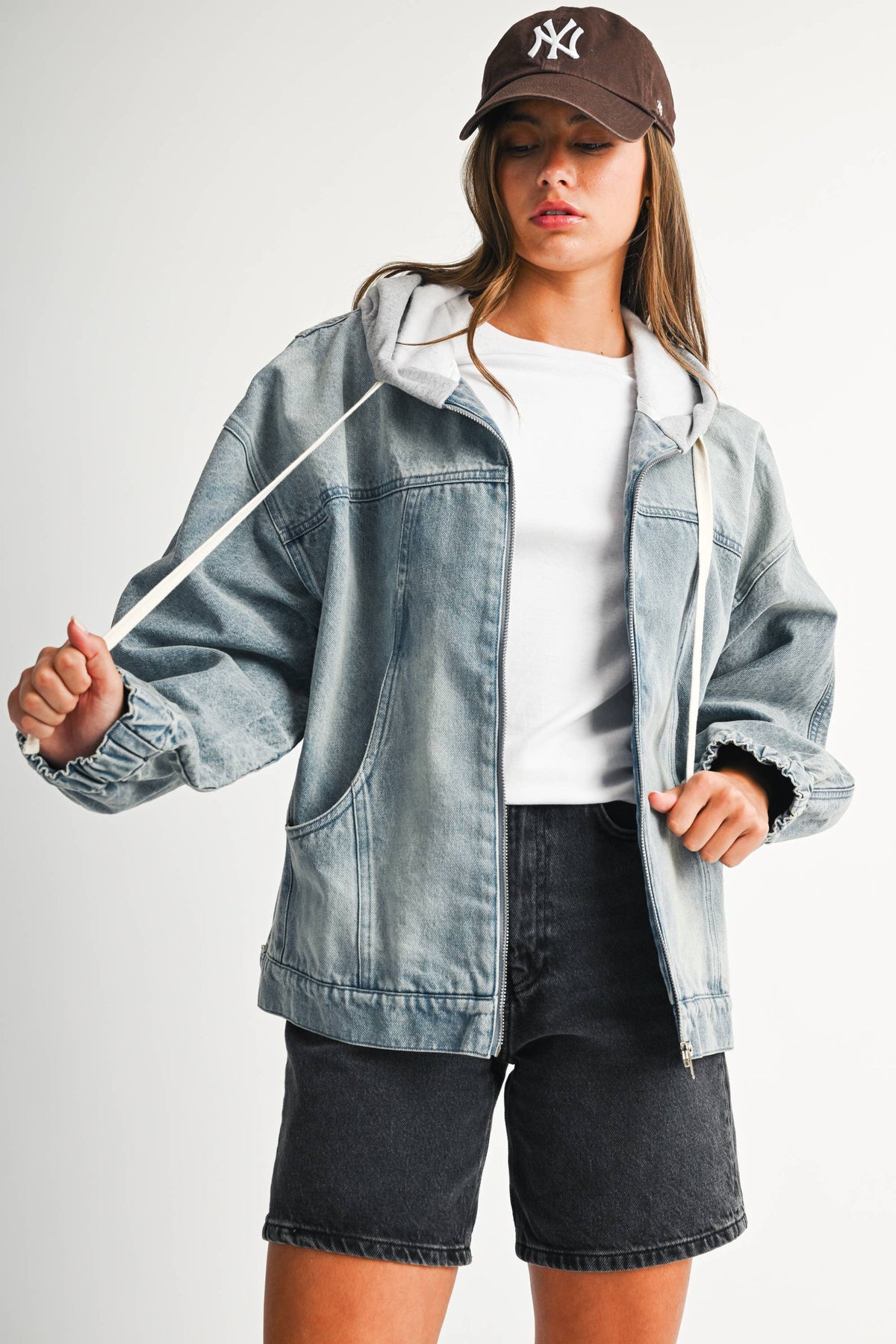 Mineral Wash Oversized Zip-Up Hoodie
